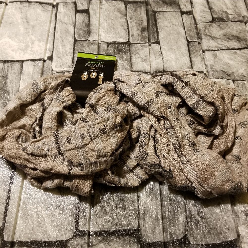 Women Infinity Scarf Ivory Tan Preppy Fall Winter